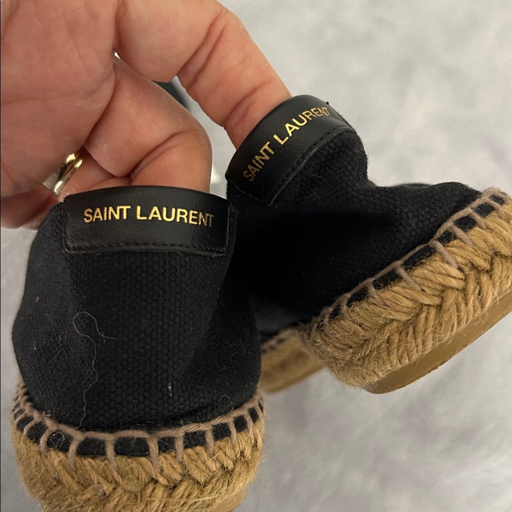 Yves Saint Laurent Black Canvas Espadrilles with Jute Trim - Picture 7 of 11